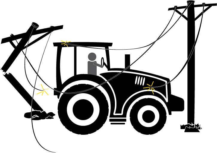 Person in tractor caught in power lines